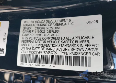 2025 Honda Accord Hybrid Sport-L from USA, damaged, VIN 1HGCY2F71SA059725